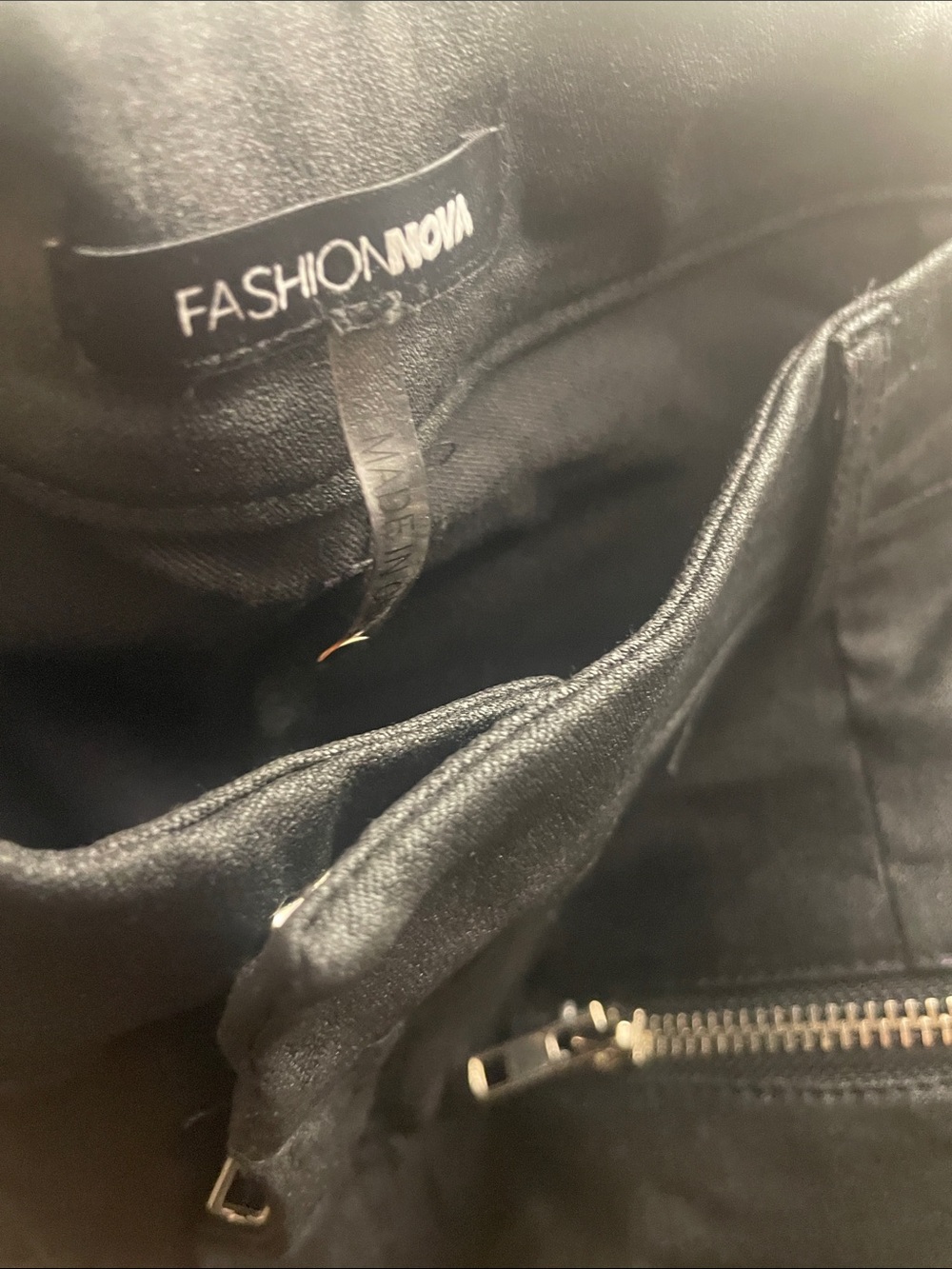 Fashion Nova Black Faux Leather Zip-Accent Pants - Picture 2 of 3